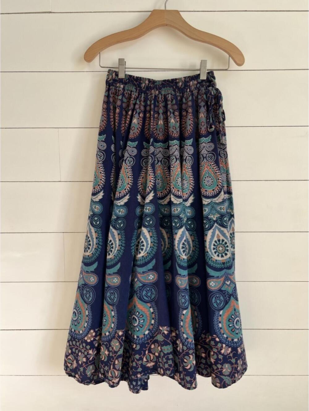 Boho Paisley Skirt Women's Size S/M 100% Cotton Made in India